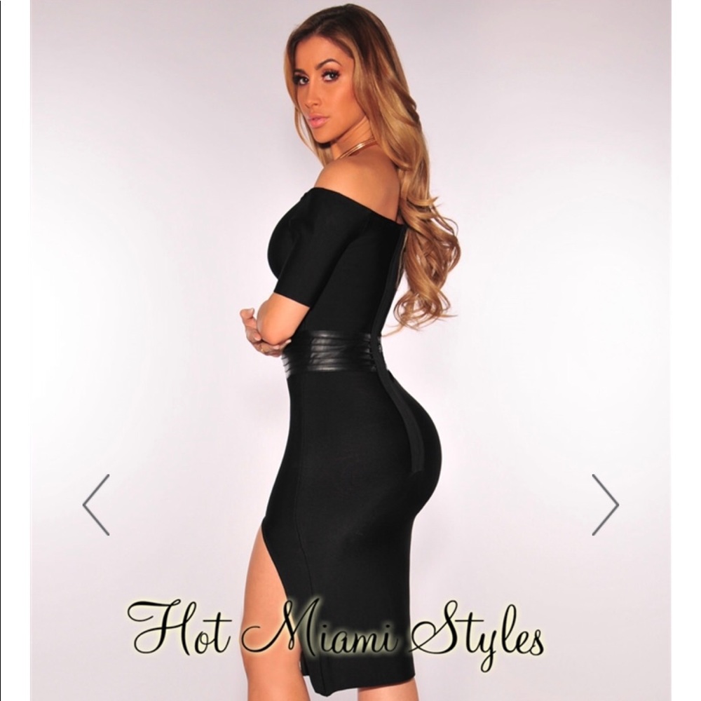 Black Off Shoulder Bandage Dress